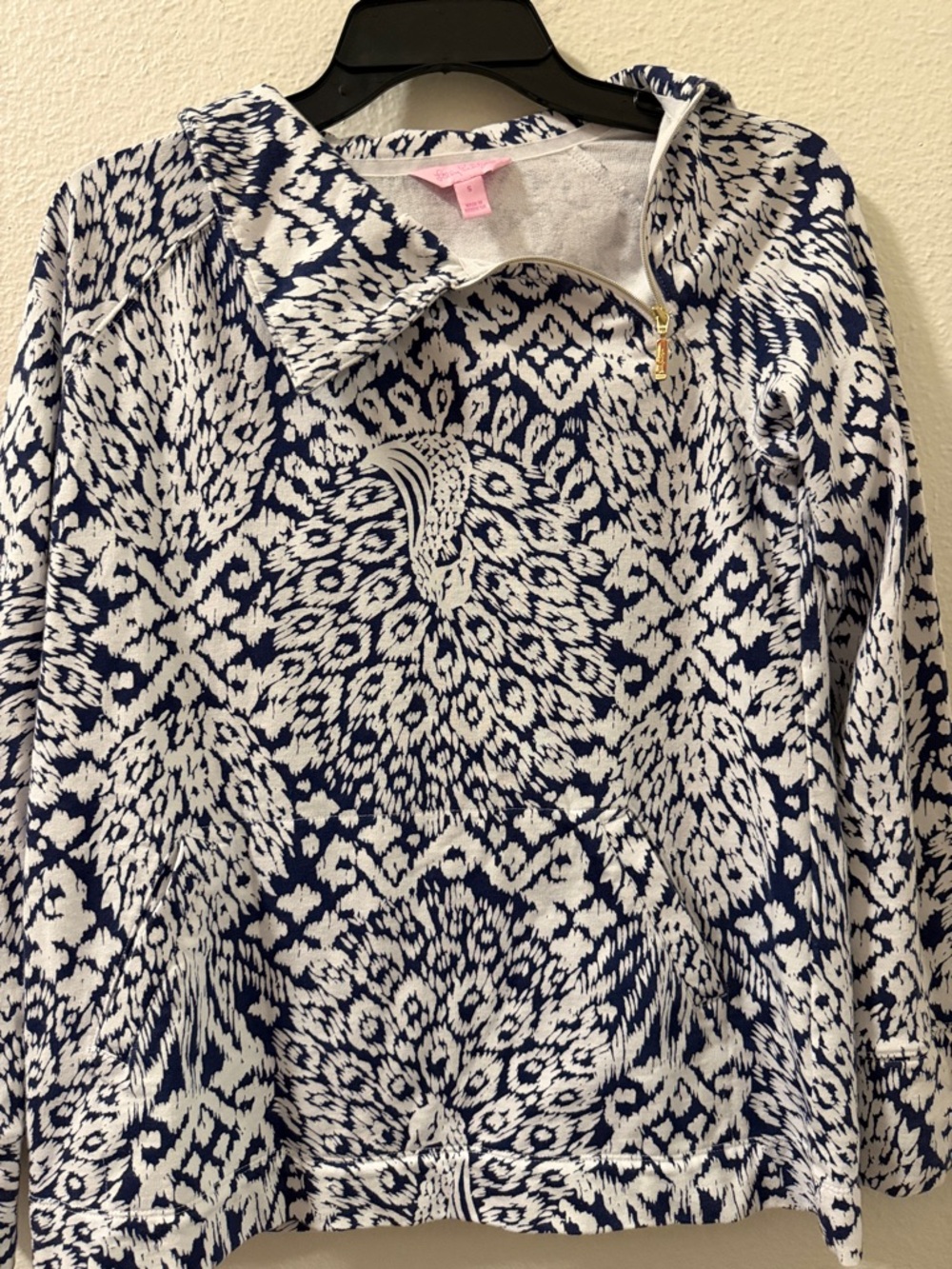 Lilly Pulitzer Navy and White Printed Button-Down Shirt